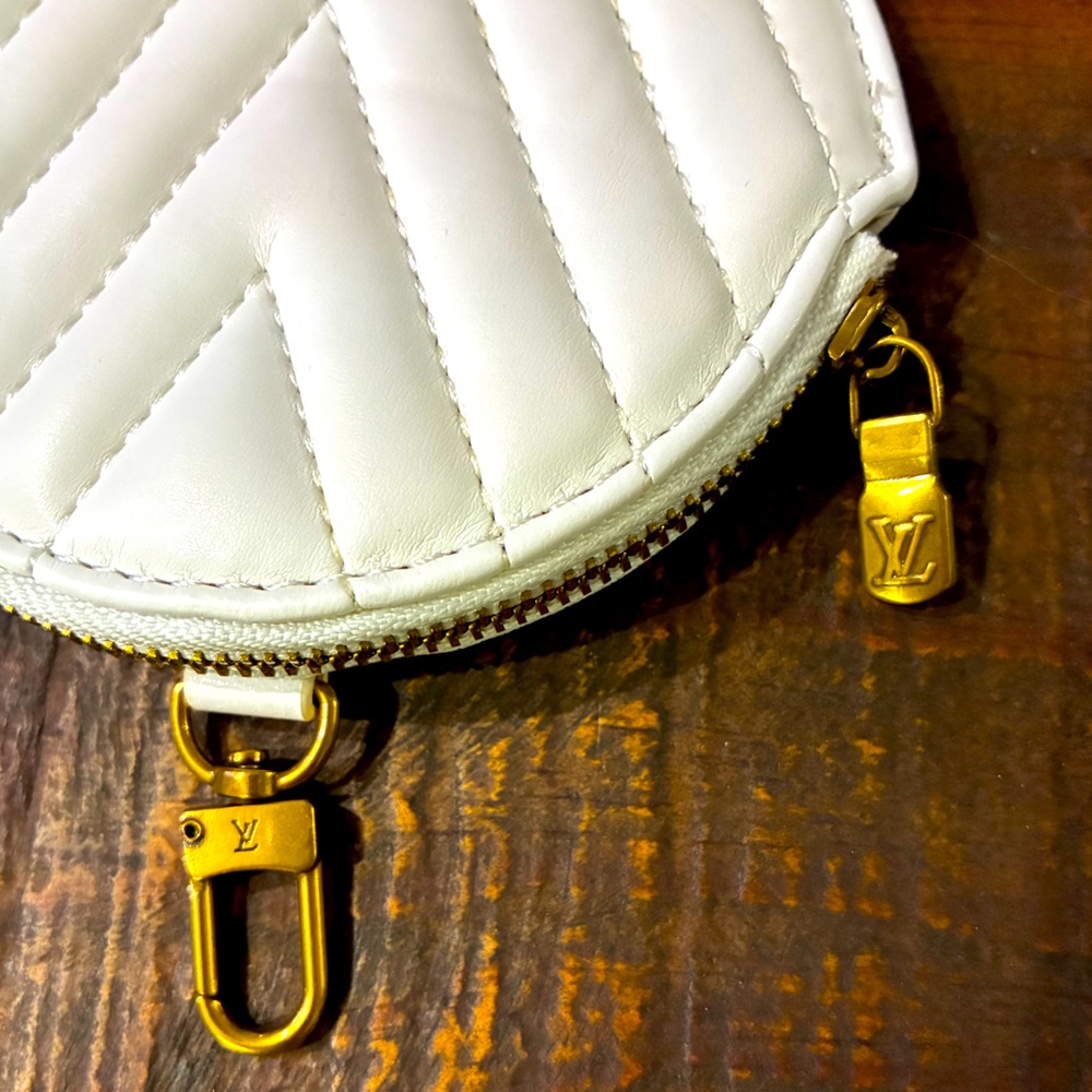 LV White Quilted Leather Coin Pouch